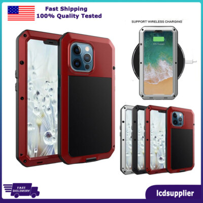 For iPhone 14 Pro Max 13 Mini 15 7 SE 3rd Shockproof Aluminum Gorilla Glass Case