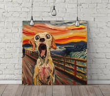 THE SCREAM PAINTING DOG -SQUARE CANVAS WALL ART FLOAT EFFECT/FRAME/POSTER PRINT