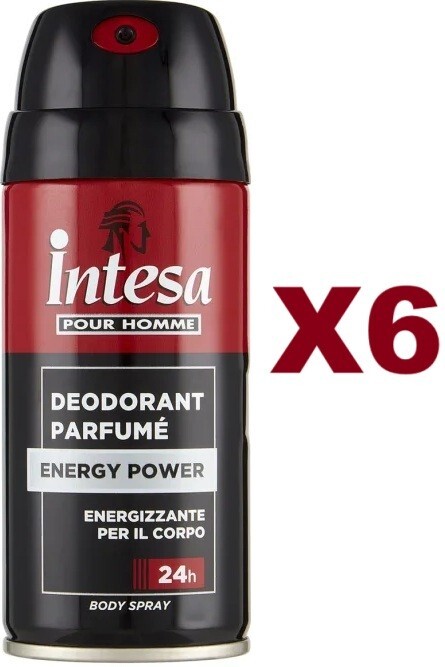 6 PZ INTESA POUR HOMME DEODORANT PARFUME' ENERGY POWER 24H  150ML