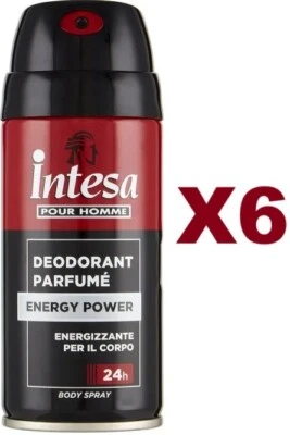 6 PZ INTESA POUR HOMME DEODORANT PARFUME' ENERGY POWER 24H 150ML