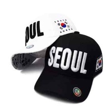 3D Seoul Embroidery 6 Panel Baseball Hat Unisex Cap