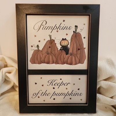Designs by Pat Isaac ''Keeper Of The Pumpkins'' Fall Halloween Black Cat Decor
