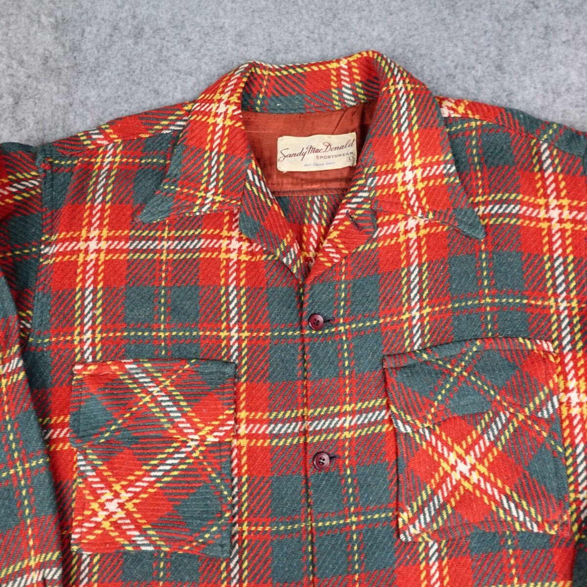 VTG Sandy Mac Donald Jacket Mens Large Red Green Shacket VTG Sandy Mac Donald Jacket Mens Large Red Green Shacket