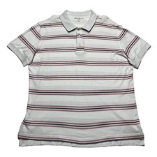 Eddie Bauer White, Gray  Red Striped Short Sleeve Polo Shirt Men  s Size L