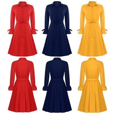 Women Custume Easy Put On Set Elegance Dress+Belt High Waist Party Comfortable