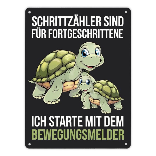 SchrittzäHler FüR Fortgeschrittene - SchildkröTe Metallschild XL In 21X28 Cm-image
