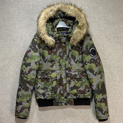Superdry Everest Expedition Damenjacke Größe 14 Camouflagemuster Kunstfell Kapuze Puffer