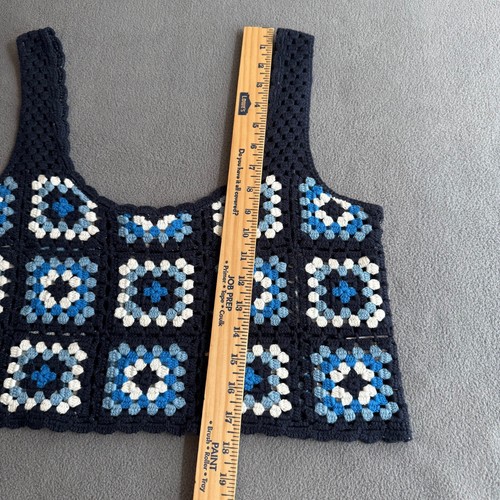Sincerely Jules Granny Square Häkel Tank Damen L blau Festival Boho Loose Fit - Bild 9 von 12
