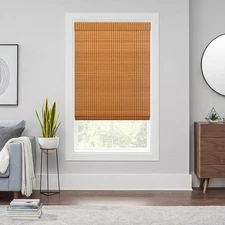 ROMSWI Cordless Light-Filtering Bamboo Roman Shade/Blind ~ 27" x 64" ~ Lt Russet
