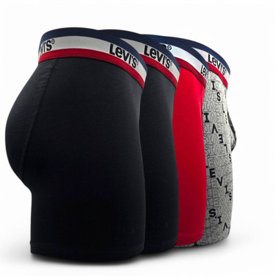 Levi's men's boxer 4 pack Black, Red And grey  cotton stretch Boxer Briefs 