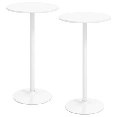 2 PCS Round Bar Table w/Adjustable Height & Metal Base Modern Cocktail Table
