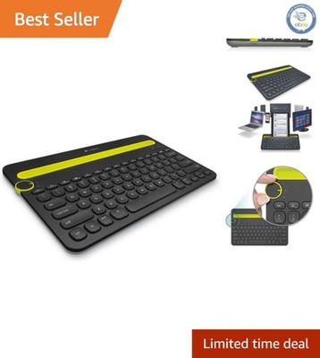 Spill Resistant Wireless Keyboard with Integrated Device Cradle - K480 Black