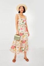 FARM RIO Macaw Bloom Tiered Midi Dress M