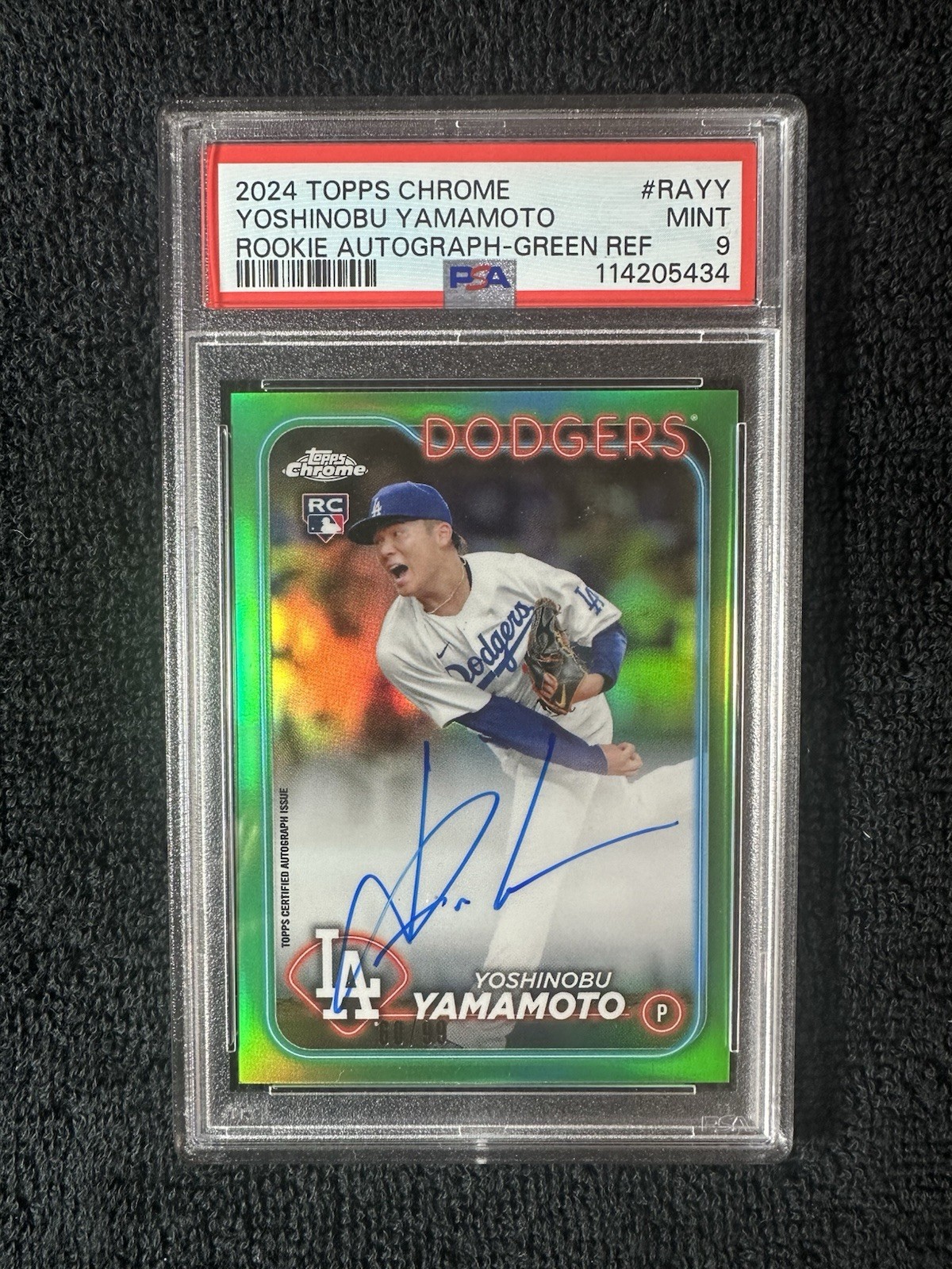 2024 Topps Chrome - Rookie Auto Yoshinobu Yamamoto #RA-YY Green Refractor /99
