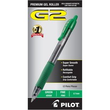 Pilot G2 Premium Gel Roller Pens, Fine Point 0.7 mm, Green Ink, Pack of 12 I...