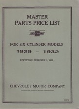 1929-1932 Chevrolet 6 Cylinder Parts Book