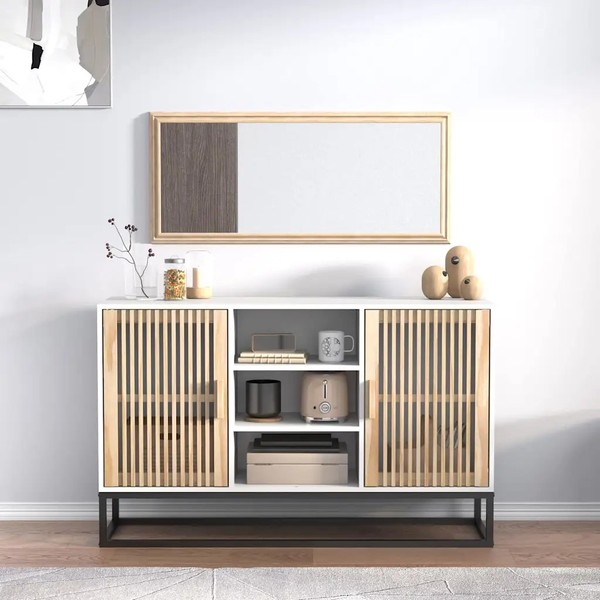 Sideboard Weiß Breite 105 Cm Tiefe 30 Cm HöHe 65 Cm Holzwerkstoff-image