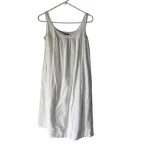 Liz Claiborne White Eyelet Cotton Dress Sleeveless Lined Pockets Cottage Sz 2