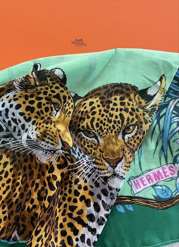 HERMES スカーフ ライオンと植物 HERMES スカーフ ライオンと植物