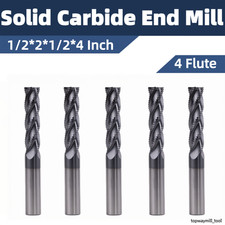 5Pcs 4 Flute 1/2'' 2'' 4'' Solid Carbide Roughing End Mill - AlTiN Coated
