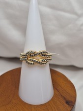 Bomb Party Ring Size 7 "Forget Me Knots" Paraiba Tourmaline On Gold Plating 