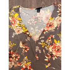 V-Neck Baby Doll Floral Blouse
