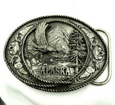 Vintage 1991 "Alaska" Siskiyou Belt Buckle Co. Eagle USA Made Buckle Metal Lot24