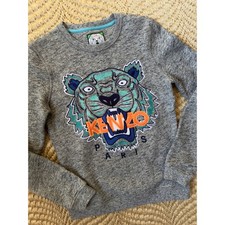 Kenzo Paris Gray Embroidered Tiger Head Sweatshirt