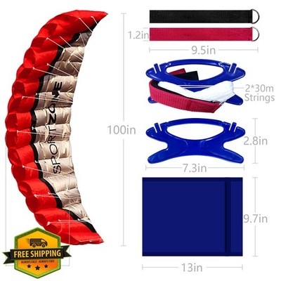 HENGDA KITE 2.5m Dual Line Stunt Parafoil Kite Blue Beach Tool