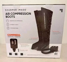 SHARPER IMAGE AIR COMPRESSION BOOTS LARGE/XL MASSAGER 5 MODES 5 LEVELS - BLACK