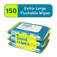 Flushable Butt Wipes Safe for Sensitive Skin Shea-Coco Scented 3 Pack 150 Total