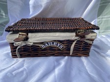 Bailey’s Irish Cream Wicker Basket Brown Basket Lid Lining Storage Hamper Box