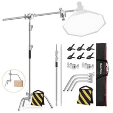 Heavy Duty C Stand with Boom Arm 10.8ft/330cm, Stainless Steel Photography Li...