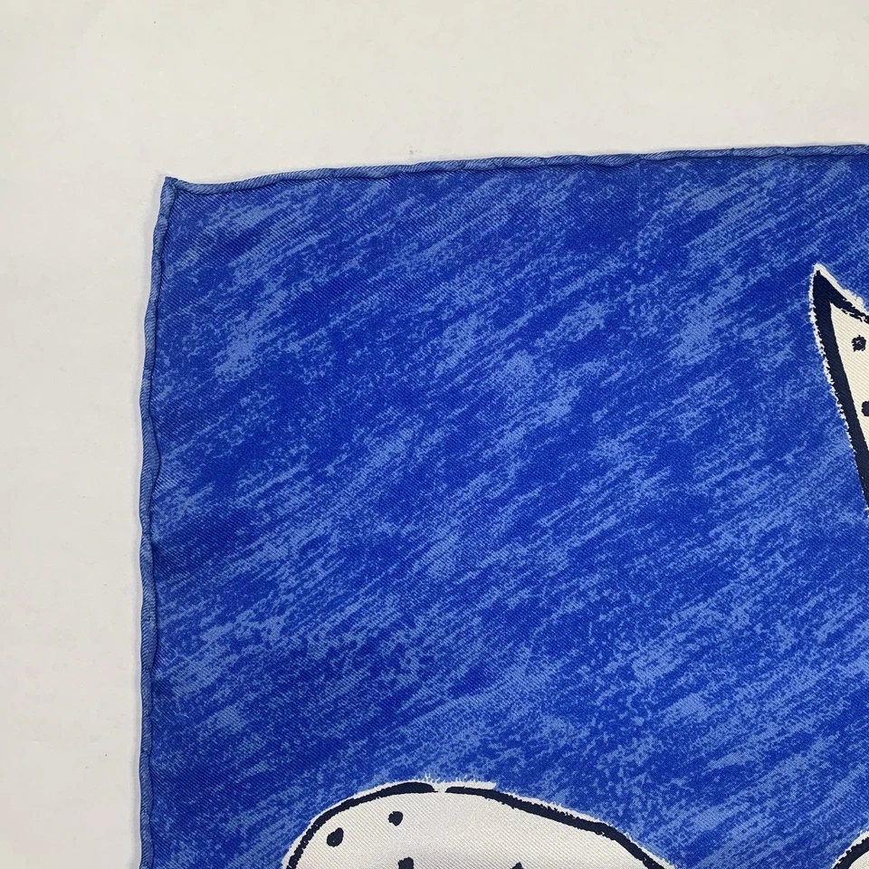 Givenchy 35” Blue and Pink Floral Silk Square Scarf/Large Bandana/Neckerchief - Image 4 of 4