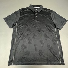 Tommy Bahama Island Zone Palm Tree Print Polo Black Men  s Size Medium EUC
