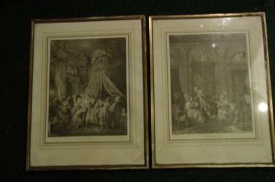 LE BILLET DOUX   2 alte antike Grafik Gemälde Bild Druck ? Kupferstich 34x44.5cm