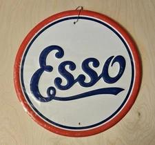 Esso Gas Oil Gasoline Round Sign - 11.75” Reproduction for Bar/Man Cave