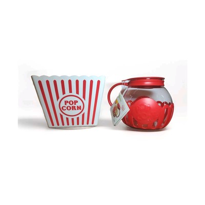 Ecolution 3qt Red Microwave Popcorn Maker - With Pop Corn Bowl - Movie Night Set