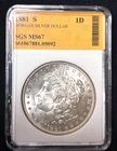 1881 S "MORGAN SILVER DOLLAR" $1 Coin SGS BU U.S. Graded