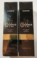 NEW LOT OF 2 Maepeor Body Oil Shimmer Luminizer #02 Gold 2.8oz skin face glow