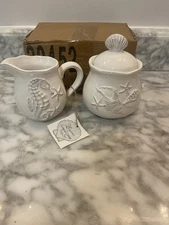 New Blue Sky Ceramics Laguna Coastal Sugar and Creamer Set White Beach