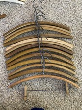 Vtg Lot of 13 Rounded Bent Curved Wooden Hangers 17" Long