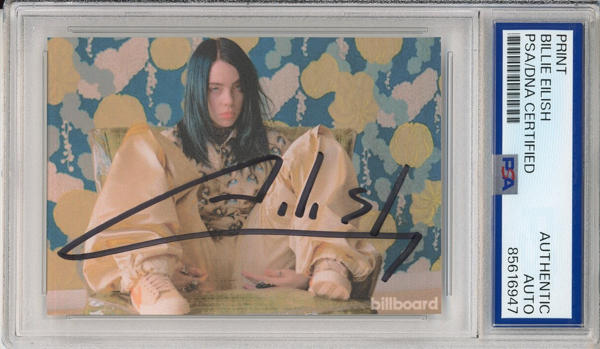 BILLIE EILISH SIGNED BILLBOARD SEXY PHOTO OLD SIGNATURE PSA DNA