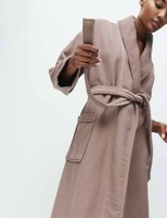 Marks & Spencer Womens Neutral Cotton Wrap Long sleeved Dressing gown - M&S