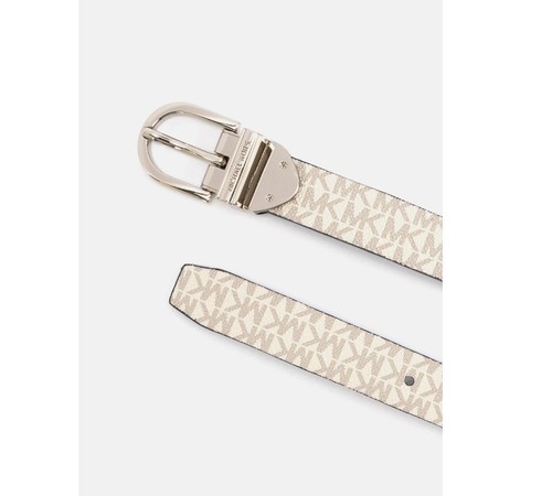MICHAEL KORS reversible faux-leather skinny belt- LARGE -Beige logo/Navy blue - Picture 2 of 5
