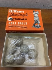 1950s Gene Sarazen golf ball box with 1920s and 1930s Golf Balls early mesh cool