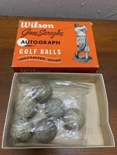 1950s Gene Sarazen golf ball box with 1920s and 1930s Golf Balls early mesh cool