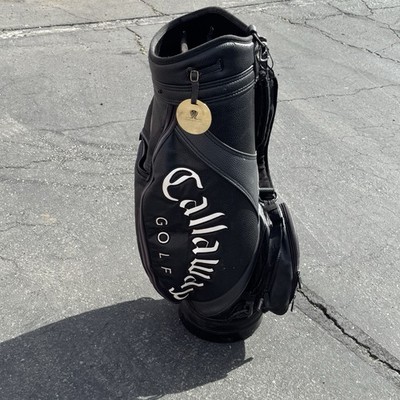 Vintage Callaway 6 Way Staff Cart Golf Bag Black Faux Leather w