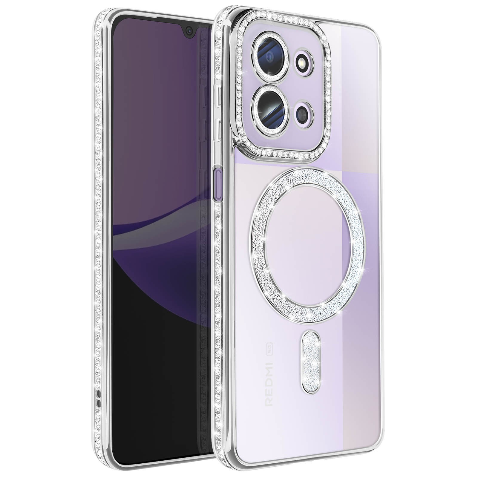 Coque Redmi 15C Strass Argent Idéale pour Vos Sorties et Soirées Avizar