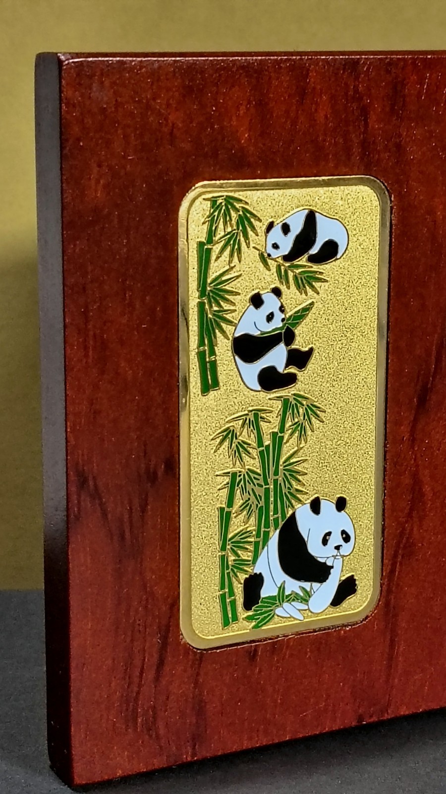 Giant Panda Rare Treasure ~ Decorative Hinged Wood Display w/ 2 Foldable Panels 
